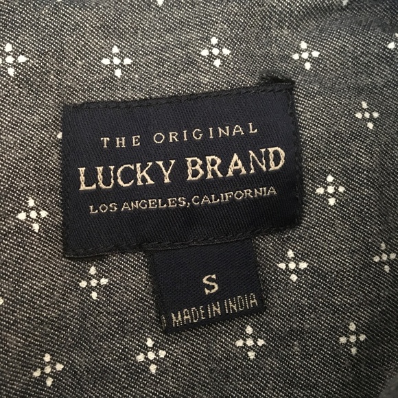 Lucky Brand Boys Blue Chambray Printed Button Up S - Picture 5 of 8